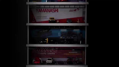 1/64 Scale Diecast Display Case with LED Light & Clear Acrylic Cover – Parking Garage Diorama Showcase with 6 Spaces for Die-Cast Model Cars, Collector Gift