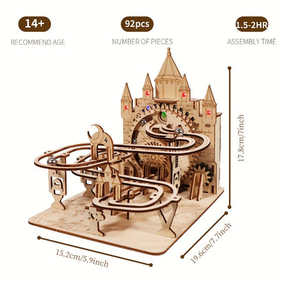 Electric Marble Run Set 3D Handmade Logic Building Construction Puzzle – Educational STEM Toy for Kids Teens Adults, Logical Thinking Engineering Activity, Birthday Christmas Holiday Gift