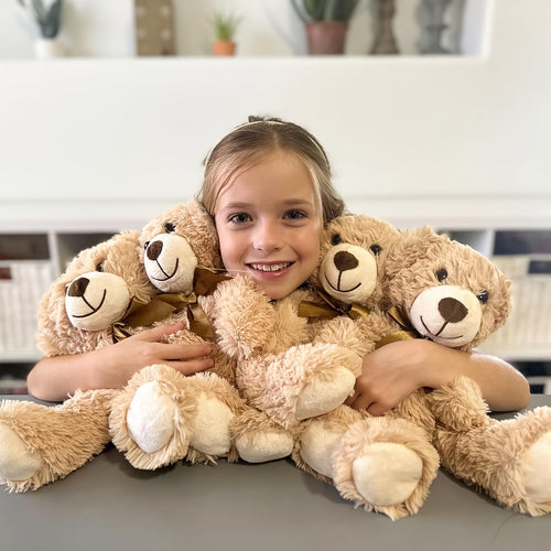 8 Bulk Teddy Bears, Small Khaki Plush Toys, Stuffed Animals in Bulk, Small Soft Bears, Plush Decorations for Weddings, Birthdays, Christmas, And Parties