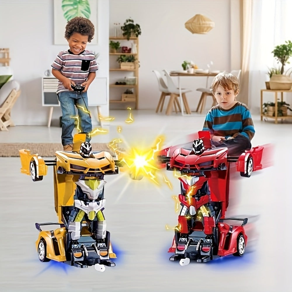 Transforming RC Stunt Car Robot for Kids – One-Button Deformation 360 Drift 2.4GHz Remote Control Toy with LED Lights Boys Gift Ages 3+ (Red/Blue/Yellow)