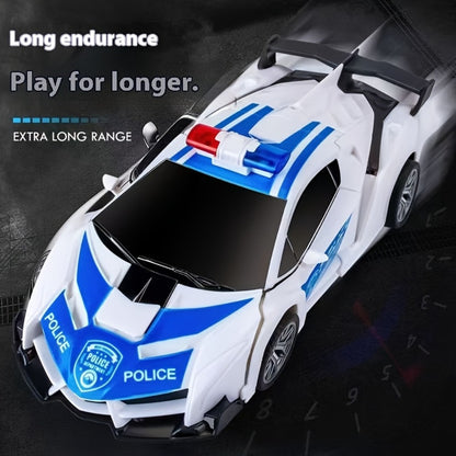 Spider Transformer RC Car for Kids – 1:18 Scale One-Button Transform Robot Toy Car with LED Headlights, 2.4GHz 360° Rotation Drift, Police Car Racing, Birthday Christmas Gift for Boys & Girls Ages 3+