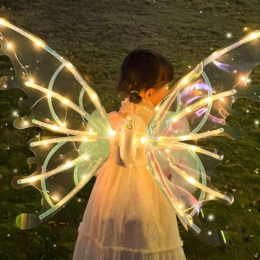 Glow-in-the-Dark LED Butterfly Wings with Motion Sensor & Music Activation - Magical Lighting Effects, Comfortable & Durable White Frame with Color-Changing LED Lights for Girls & Women - Perfect for Halloween, Christmas, Mardi Gras, Themed Parties - Idea