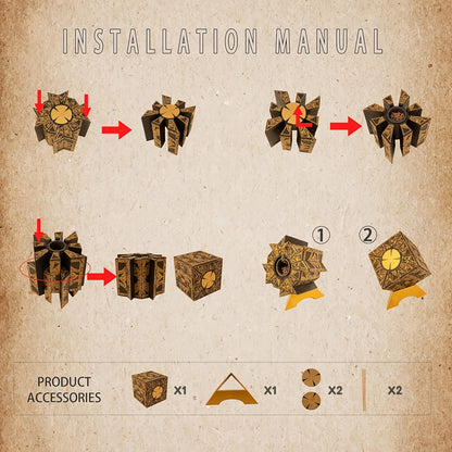 Puzzle Box Functional, Puzzle Cube Detachable - Lament Configuration with Base, Deformation Puzzle Lock Box Decoration