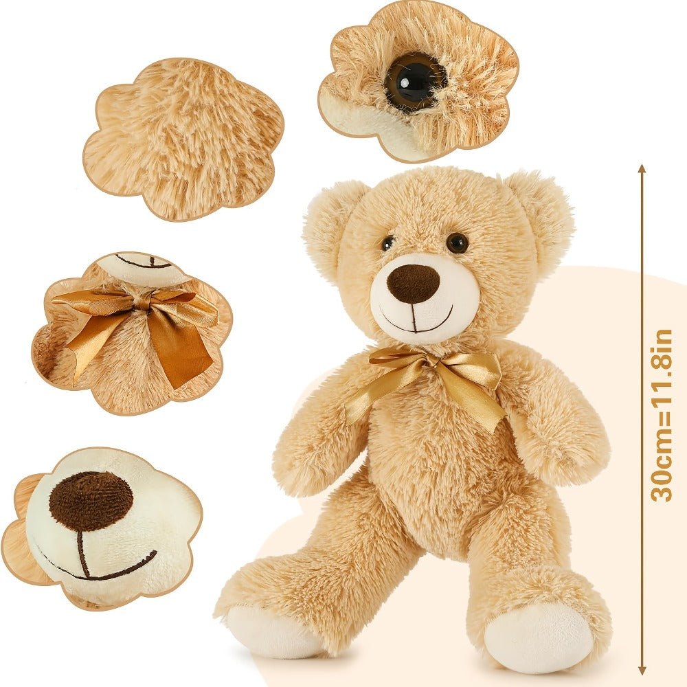 Mini Teddy Bear Set 6 Pack – Cute Small Stuffed Animal Plush Bears for Party Favors, Birthday Decorations, Gift Bags, Classroom Prizes, Kids Toddlers Girls Boys (Khaki)