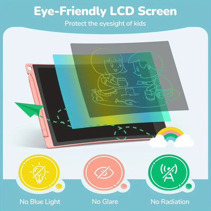 Kids Drawing Tablet 2 Pack 10 Inch Colorful LCD – Reusable Electronic Doodle Pad Educational Learning Toy for Boys & Girls Ages 3-6 | Portable Gift for Home School Travel Blue+Pink