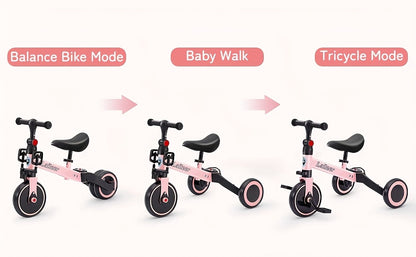 [3-In-1 Bike & Trike] Winfire 3-In-1 Toddler Balance Bike And Convertible Trike for Kids 2, Adjustable Bike with Foldable Rear Wheels, Removable Pedals, Kids Tricycle And Balance Bike Combo