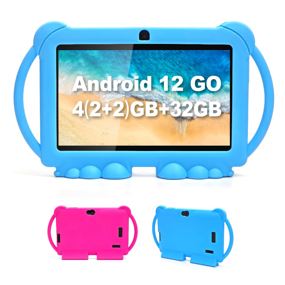 Tibuta 7 Inch Android 12 Kids Tablet, With Built-in 32GB ROM, 4GB RAM, With 2, 4G WiFi GMS, Eye Protection Display Screen, Parental Control, Dual Cameras, Shock Resistant Protective Cover