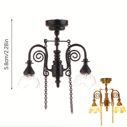 Miniature LED Ceiling Lamp for Dollhouse, Tiny Working Chandelier for Scale Models, Doll House DIY Decoration, Sand Table  Lights, Miniature Luminous Ceiling Lamp