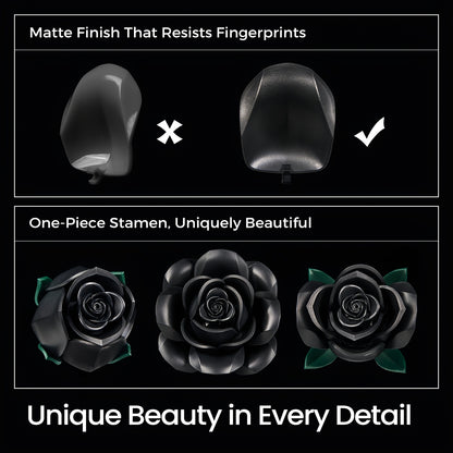 Special Party Gift Gothic Black Rose Flower Artificial Flower Art Piece Background Bouquet Building Set 3 Rose Building Pieces Set 152pcs