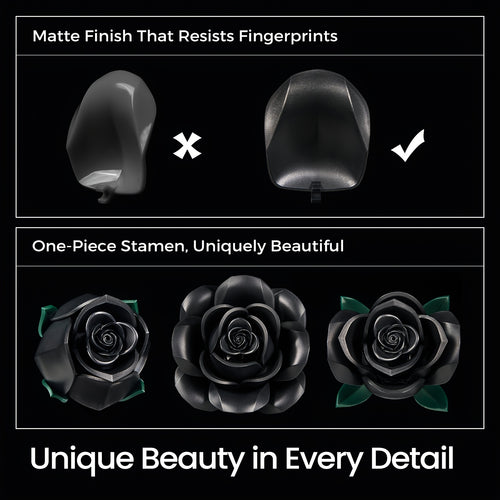 Special Party Gift Gothic Black Rose Flower Artificial Flower Art Piece Background Bouquet Building Set 3 Rose Building Pieces Set 152pcs