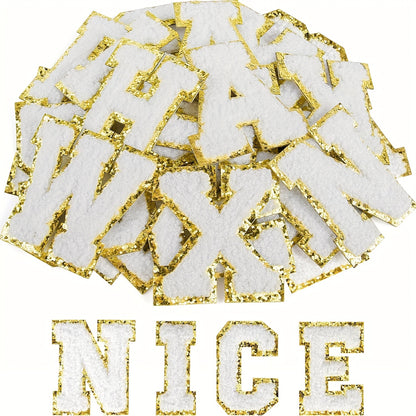 26pcs Self Adhesive Letter Patches Chenille Letters Stickers, A-Z Embroidered Applique Patches Alphabet Cloth Patch for Clothes, Bags, Hat, Phone Case, DIY Accessories