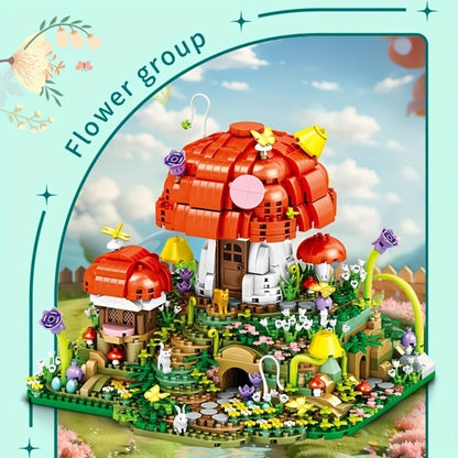 Fairy Mushroom House Building Blocks Set 2000+ Pcs – Mythical M-Shaped Miniature Architecture Model 663, Creative Desktop Decoration Display Kit for Adults & Teens, Birthday Gift for Fantasy Lovers