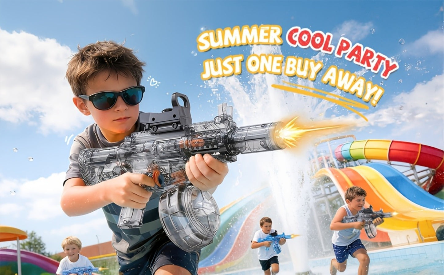 Electric Water Gun for Kids Ages 3-6 – Large Tank Auto Squirt Blaster with Sound & Light Effects, Summer Outdoor Pool Beach Backyard Party Toy, Birthday Gift for Boys & Girls, Black & Blue