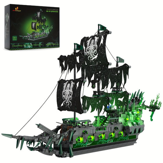 Toys for Constructing Pirate Ships Featuring Lights, The Flying Dutchman Ghost Ship Model 40001, Perfect for Halloween And Christmas Gift Sets