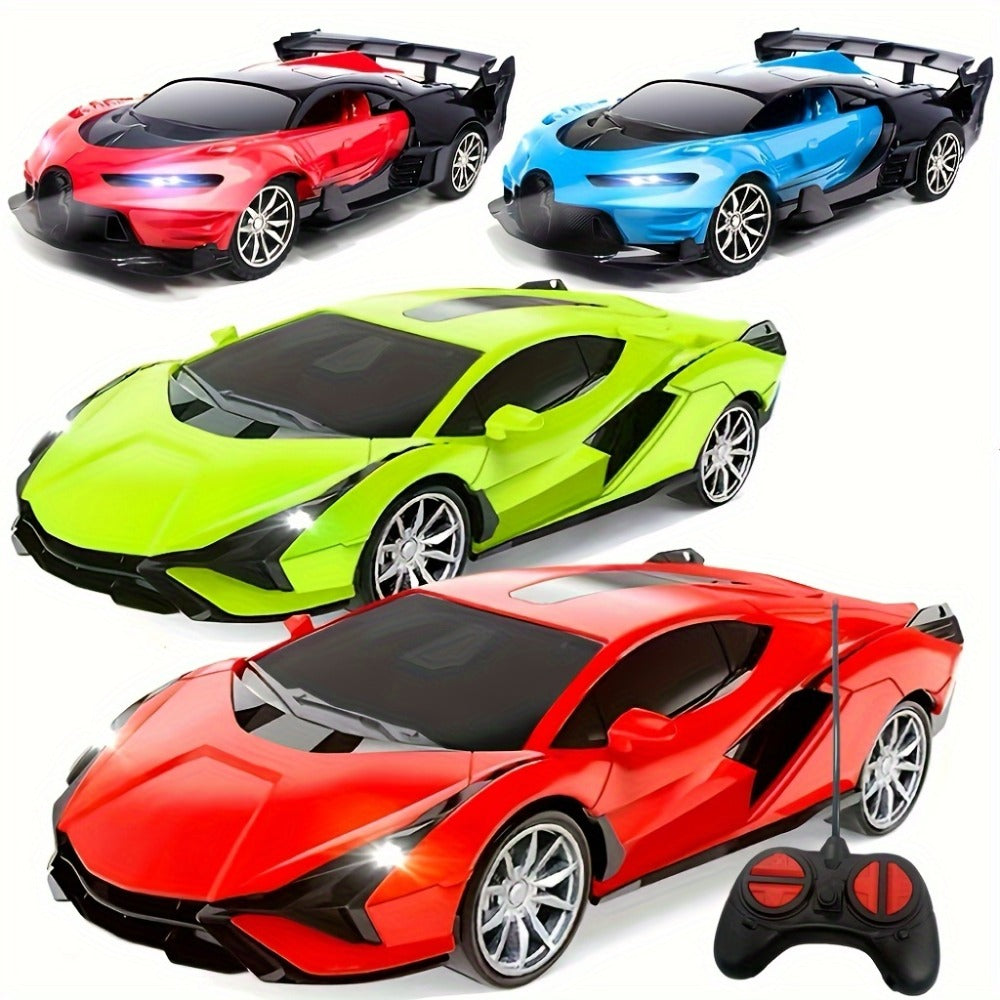 1:24 High-Speed Drift RC Car with LED Lights – 4-Channel Simulation Model Remote Control Car Toy, Green Blue Black Red Black Color Options, Birthday Christmas Halloween Gift for Boys & Girls