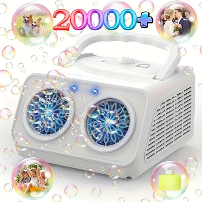 Automatic Bubble Machine, Bubble Blower With 2 Fans 20000+Bubbles Per/Min, Electric Bubble Maker For Kids Toddlers, Operated By Batteries, Includes Bubble Solution, Bubble Toys For Outdoor.