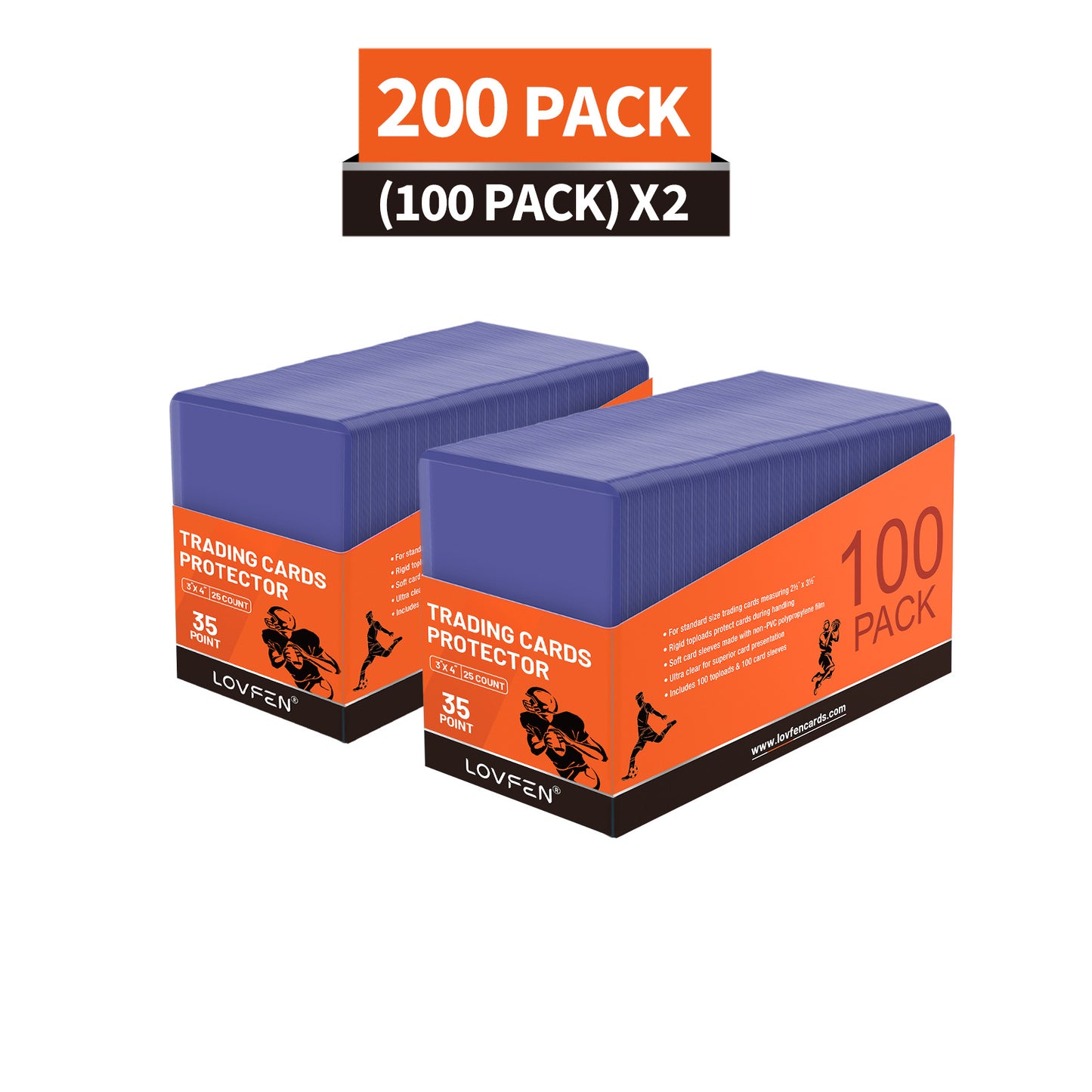 LOVFEN 100/200/500/1000/2000ct Top Loads LOVFEN 3 "X 4", Baseball Card Protective Case Hard Plastic, Used with Trading Card Sports Card Holder, Suitable for Collection, Football, Basketball, And TGG