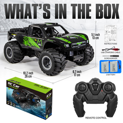 RC Trucks 4x4 Offroad Waterproof 1:16 Amphibious Remote Control Car with 2 Rechargeable Battery 4WD All Terrain Monster Truck RC Car for Boys 4-7 gift present