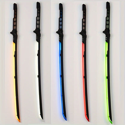 LED Samurai Sword Cyberpunk Glowing Katana 80cm – Acrylic Light-Up Blade for Halloween Costume Party Cosplay Sci-Fi Anime Props, Rechargeable Cool Gift for Teens & Adults, 5 Colors