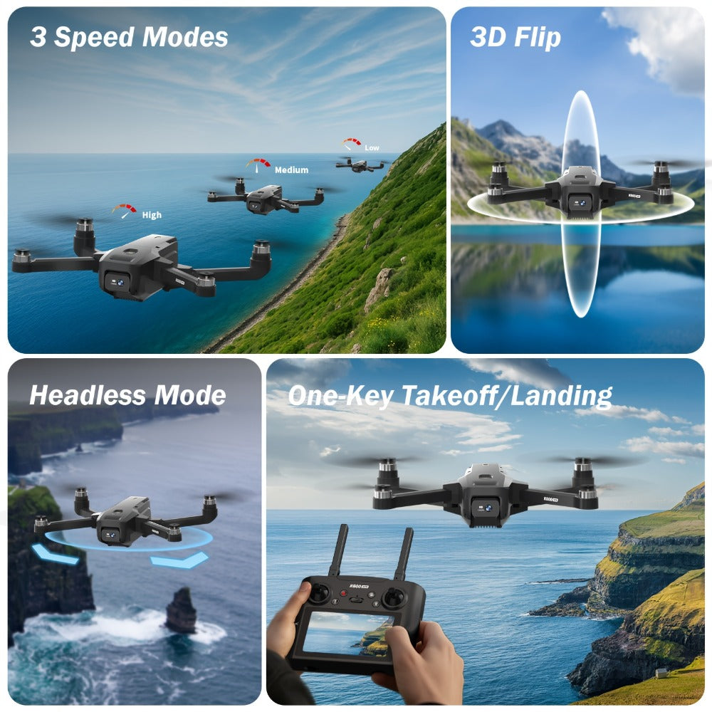 GPS Follow Me Drone Under 250g with 4.5 Inch LCD Screen – Camera Drone for Adults Beginners, Auto Return, Gesture Flight, Brushless Motor, Altitude Hold, 3 Speeds, Supports 32G SD Card