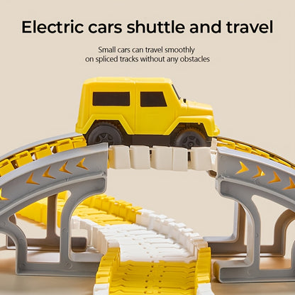 [Kids' Birthday Gifts] Tong Li Kids' Versatile Track Car Toys, Engineering Track Set, 3-8 Kids' Birthday Gifts Creative Building Electric Track Cars, Assembled Track Cars, Track Obstacle Challenge Cars, Train & Race Car Track Model Cars, High-Speed Track
