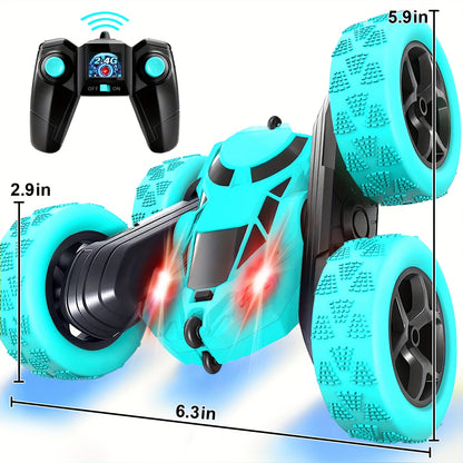 Double-Sided RC Stunt Car for Kids Ages 6+, 2.4GHz 360° Rotating Remote Control Flip Car with Headlights, 1400mAh Rechargeable Battery, Birthday And Christmas Gift