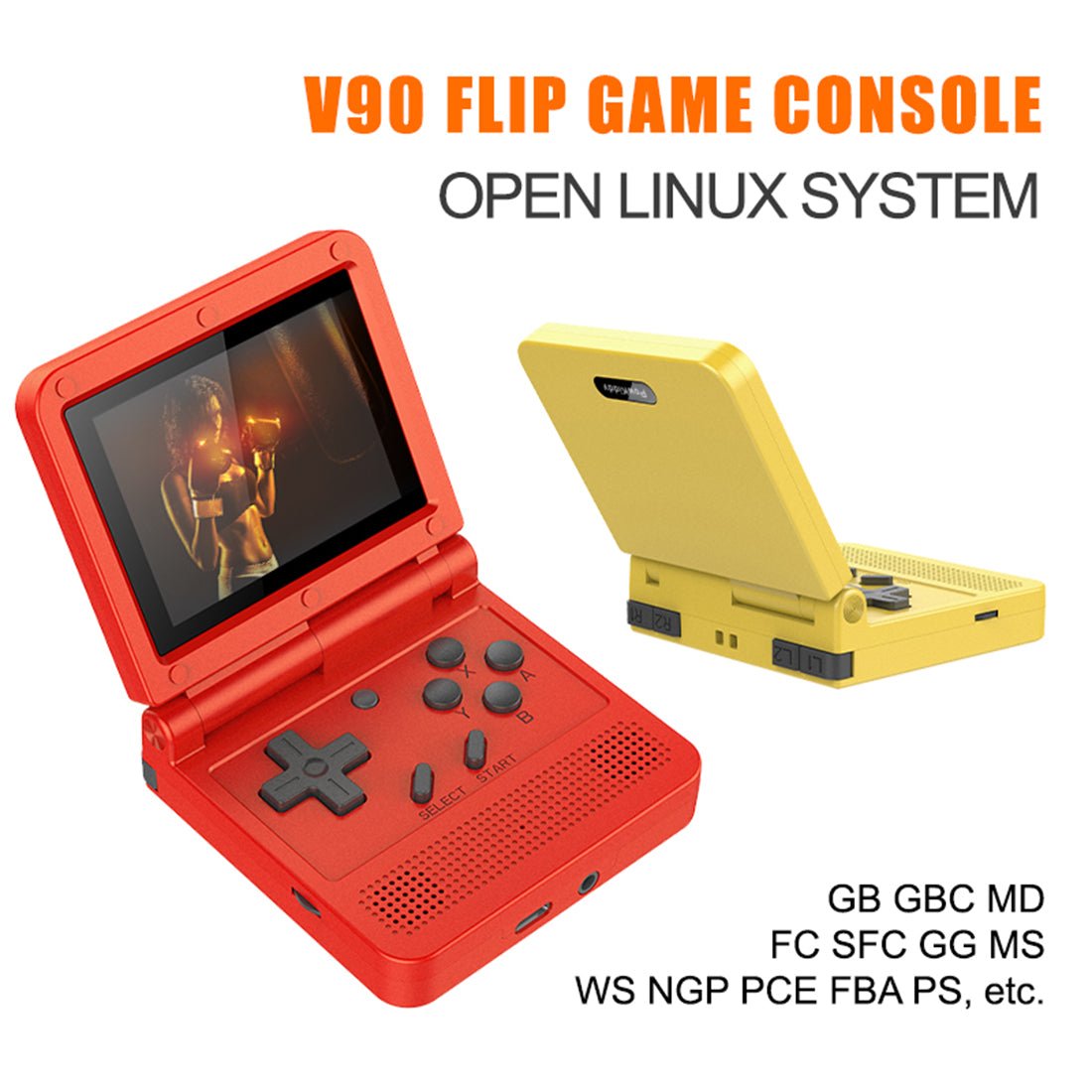 Handheld Game Console Powkiddy V90 – Foldable GBA SP Style 3.0" IPS 6000 Games