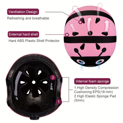 Kids Bike Helmet & Protective Gear Set 7-Piece for Ages 2-8 Boys Girls Adjustable Helmet Knee Elbow Wrist Pads for Cycling Skating Scooter Birthday Gift