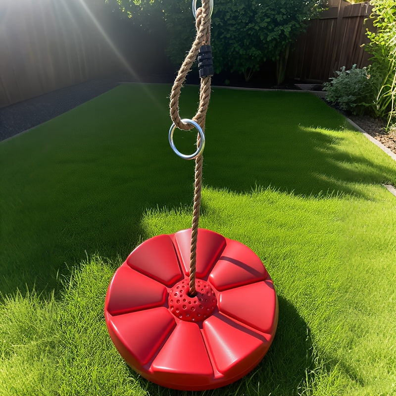[Outdoor Fun Swing] Single-Person Thickened Swing, Outdoor Fitness Petal-Shaped Fun Swing, Diameter 11.8 Inches, Rope Length 78.7 Inches, Suitable for Playgrounds/Backyards