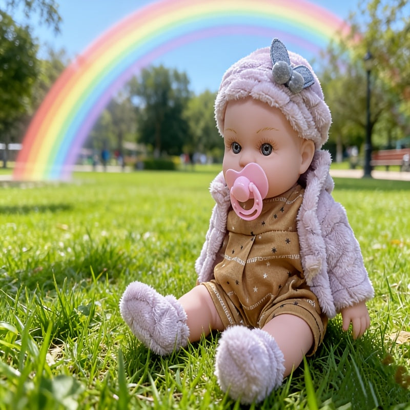 1 Realistic 12-inch/30-cm Reborn Doll • With Hat, Socks, And Toy Pacifier Set • Lifelike Toy • Perfect For Party Games And Valentine's Day • Ideal Gift For Kids On Christmas And Halloween • Free Accessories