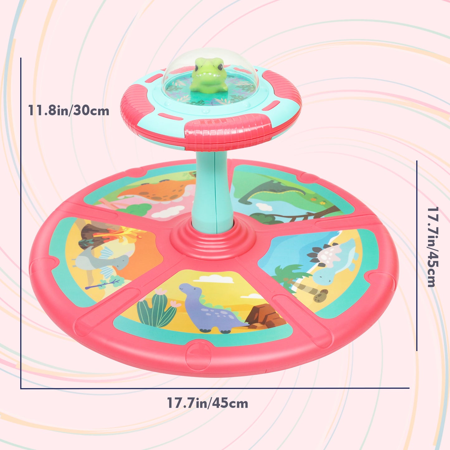 Dinosaur Sit And Spin Toy For Toddlers Girls Ages 18M+, Birthday Gift For Toddler, 360° Spin Seat Indoor Interactive Sensory Toy With Music