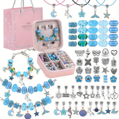 Pink Gifts for Girls - Pink Bracelet Making Set (with A Pink Portable Jewelry Box),Unicorn/Mermaid Crafts, Jewelry Making Crafts for Girls Aged 18+, Birthday Christmas Jewelry Gifts, Christmas Day, CNY, Graduation Gifts, Handmade Jewelry