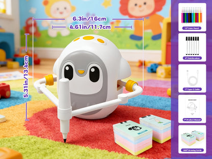Drawing Robot for Kids with 200 Learning Cards & 12 Color Pens | Interactive Educational Toy, Tablet-Free Drawing Game, Step-by-Step Lessons, Suitable for Boys & Girls Ages 3+, ABS Material, USB Charging