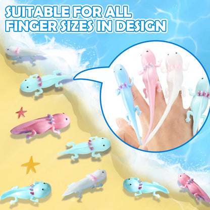 24pcs Axolotl Slingshot Sensory Fidget Toy Cute Axolotl Party Favors Axolotl Squishy Axolotl Gifts For Child Toys Axolotl Birthday Party Amphibiously Gifts Decorations, Finger Puppet Toy.