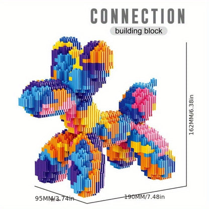 Balloon Dog Building Blocks Set – Colorful Interlocking Brick Sculpture Pop Art Home Decor Display Model for Adults Teens Art Lovers Birthday Christmas Gift 5 Colors