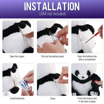 BenBen 8'' Light Up Panda Stuffed Animals, Kawaii Panda Bear Plush with LED Light, Hugging Toy Gift for Birthday Gift, Christmas Gifts, Home Decor, Mother's Day