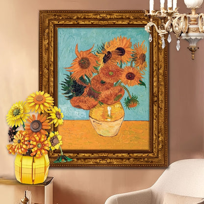 Sunflower Bouquet Building Blocks Set 1009 Pieces – Realistic Floral LEGO-Compatible Brick Kit for Adults & Teens, Home Decor Display, Mother's Day Valentine's Day Birthday Gift for Women