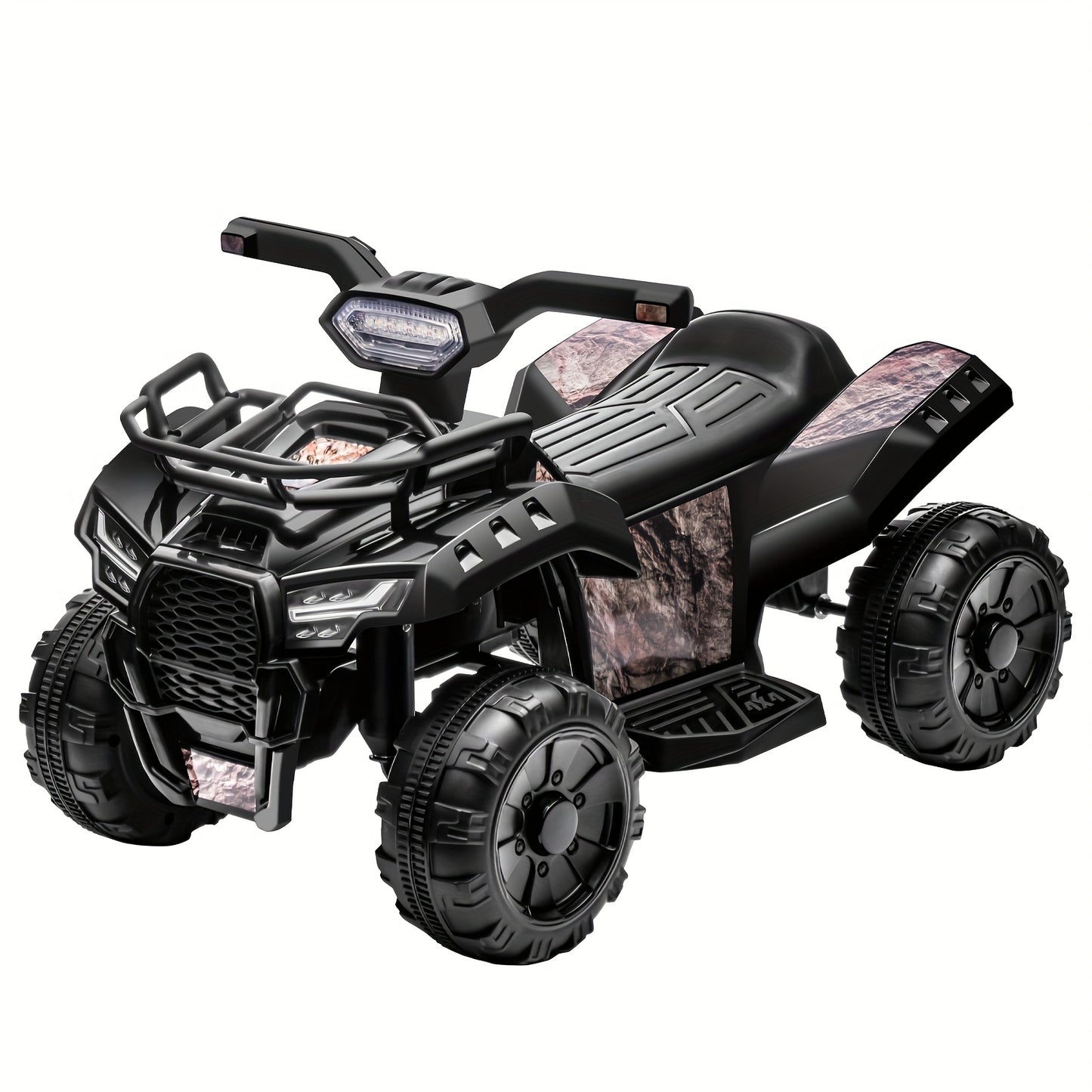 1pc 6V Kids Ride on Toy, 4-Wheeler Quad ATV with 1.2MPH Max Speed, Treaded Tires, Rubber Handles, Push-Button Go, Electric Ride on Toys Best Gifts for 18-36 Months Boys Girls