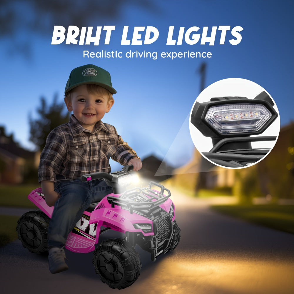 6V Kids Ride On ATV 4-Wheeler Quad Electric Toy Car for Toddlers 18-36 Months Boys Girls Best Birthday Gift with Treaded Tires Push Button Go