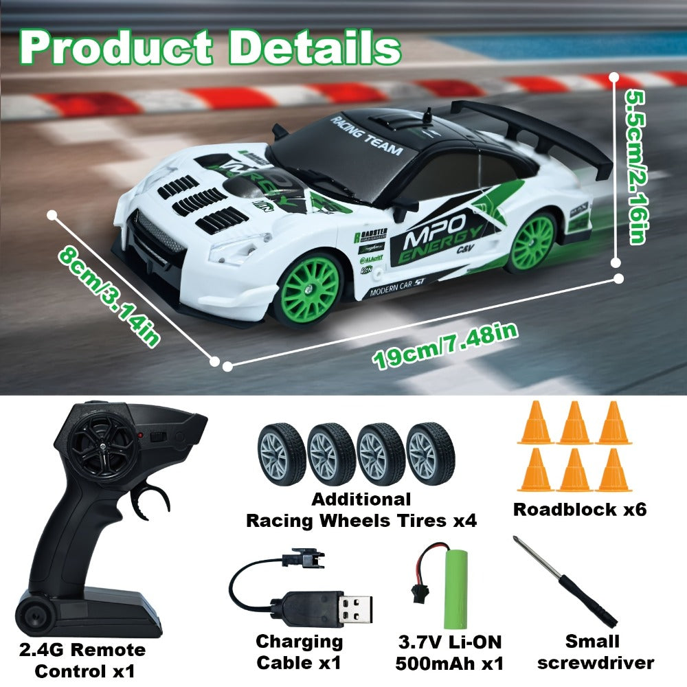 1:24 Scale RC Drift Car 4WD High Speed Racing Model – Drifting Tire Sports Remote Control Car for Adults Boys Girls, Fun Birthday Christmas New Year Gift (Red)
