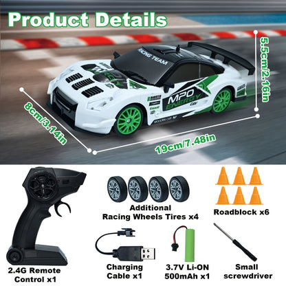 1:24 Scale RC Drift Car 4WD High Speed Racing Model – Drifting Tire Sports Remote Control Car for Adults Boys Girls, Fun Birthday Christmas New Year Gift (Red)