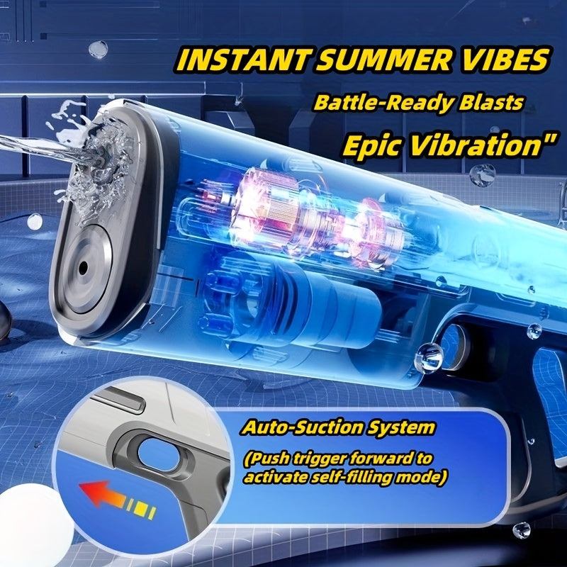 Auto-filling Electric Water Gun, Pulse Jet Water Gun with LED Light Show, 40-foot Long-range Fast Shooting Water Gun, USB Rechargeable Large-capacity Water Gun, Suitable for Children and Adults, Adult Water Gun Is Suitable for Swimming Pool Beach