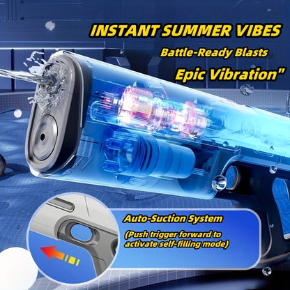 Auto-Fill Electric Water Gun, Pulse Jet Squirt Gun with LED Light Show, 40ft Long Range Rapid-Fire Water Blaster, USB Rechargeable Large Tank Waterguns for Kids & Adults, Adult Water Gun for Pool Beach Backyard