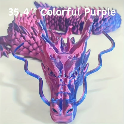 Crystal Dragon Fidget Toy 3D Printed Articulated Figure – Large Poseable Flexible Joints Fantasy Dragon, Random Color Desk Wall Decor Unique Gift for Dragon Lovers Collectors Gamers DnD Fans