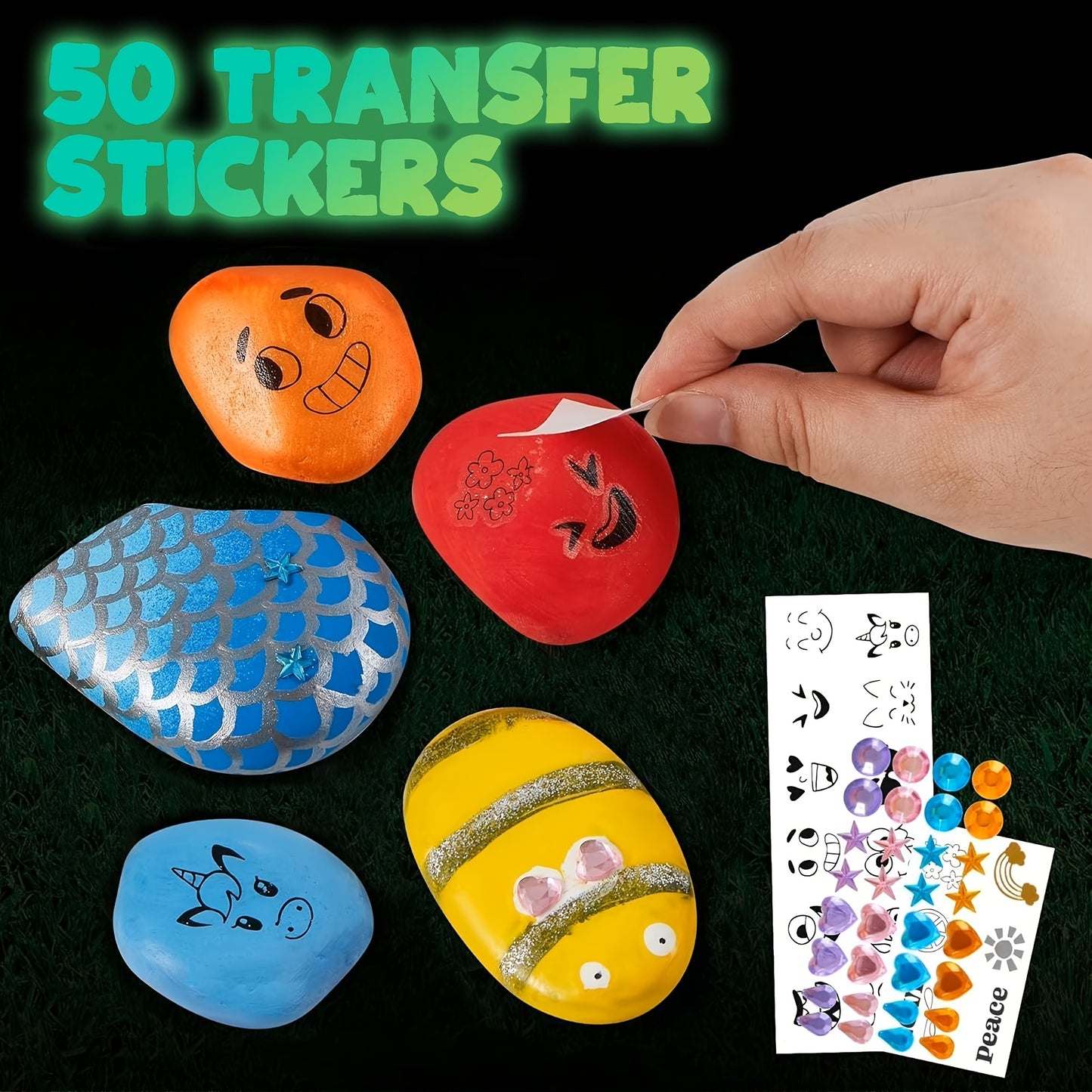 [Easter Birthday Gifts] Glow In The Dark Rock Painting Kit Toy For Kids, Craft Toys For Children, Arts And Crafts For Kids Ages 6+, Art Supplies Kids Toy, Creative Crafts Paint Kits, Cool Arts Crafts Toy For Boys And Girls, Perfect Easter Birthday Gifts