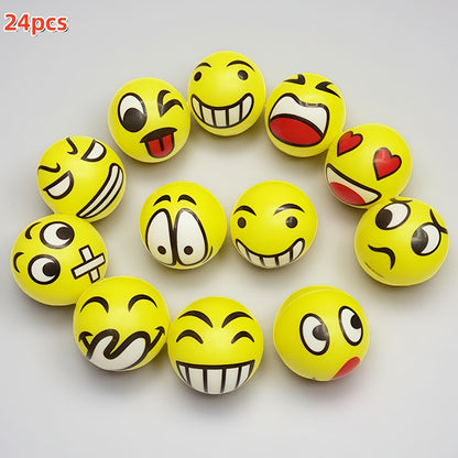 Stress Balls Bulk 24 Pack Mini Squeeze – Funny Emoji Face Foam Stress Relief Toys for Kids & Adults, Classroom Prizes, Carnival Rewards, Birthday Party Favors & Holiday Giveaways