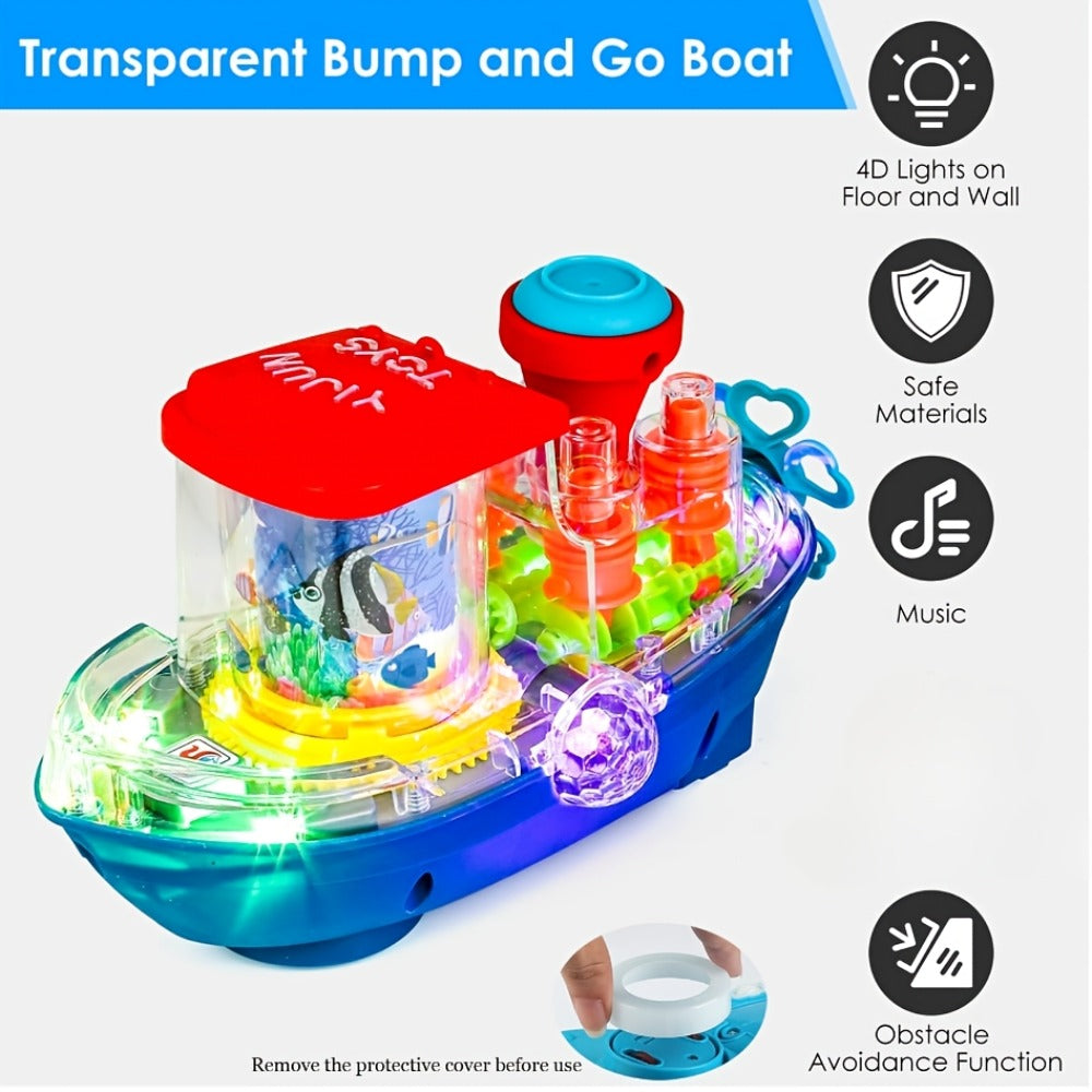 Interactive Sensory Boat Toy for Toddlers 2+ – Underwater Ocean Theme with Fish & Coral, Rotating Scroll Screen & Music, Educational Sensory Stimulation Play Toy for Boys & Girls, Birthday Gift
