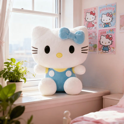 Hello Kitty KT Cat Stuffed Animal 3 Colors – Sanrio Kawaii Plush Doll in Red Pink Blue Soft Collectible Toy, Birthday Valentine Christmas Gift for Girls Teens Hello Kitty Fans