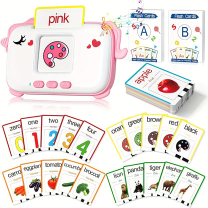 Talking Flashcard Machine for Toddlers 160 Words — Portable Word Card Reader Kids Ages 1-4 Dinosaur Unicorn Style Speech Vocabulary Learning Toy Gift Boys Girls