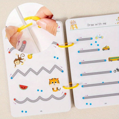 Magic Practice Handwriting Book Set for Kids Ages 3-8 | 64 Pages + 8 Erasable Pens | Writing & Drawing Workbook with Refills | Pen Control Tracing Activity Book